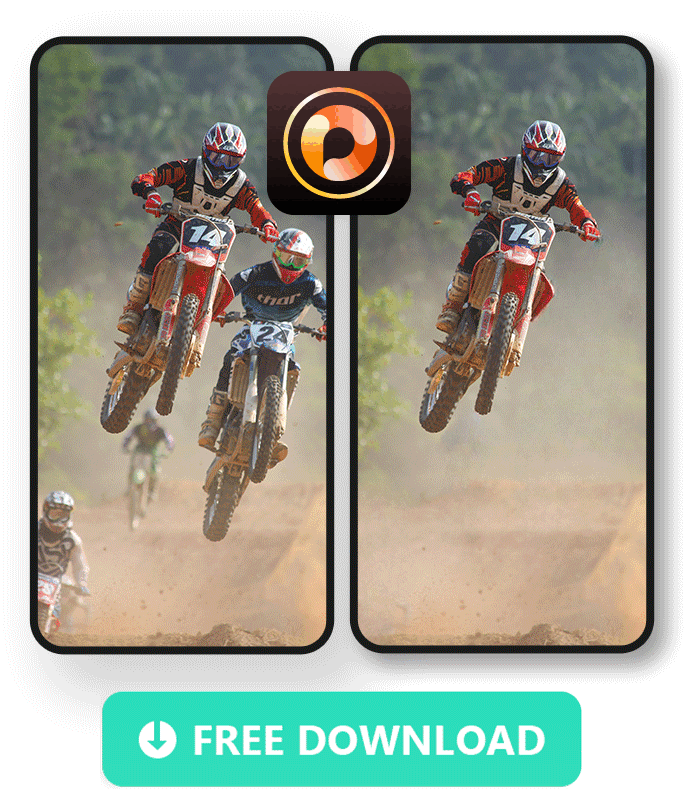 Remove photobombers at a biker game with PhotoDirector